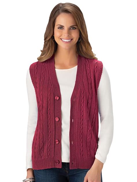 Collections Etc Collections Etc Womens Cable Knit Sweater Vest