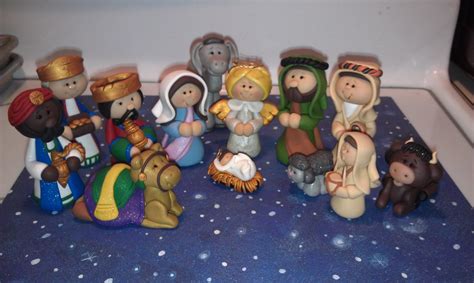 Ooak Polymer Clay Nativity Set 13 Pieces Free Shipping