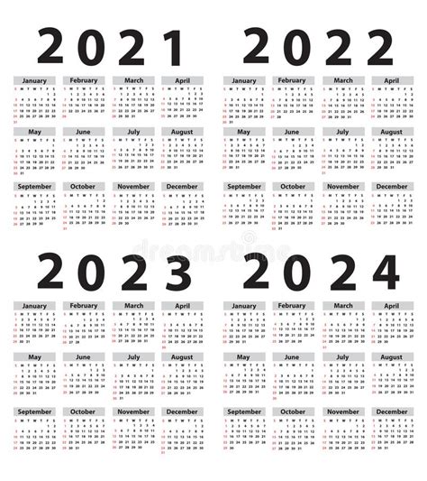2021 2024 Calendar Calendario 2021 2022 2023 2024 A Partire Da