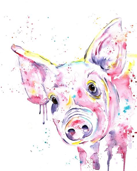 Pig Painting Pig Art Pig Print Pig Artwork Watercolor Pig Etsy Canada