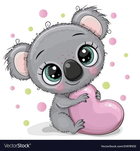 Cute Cartoon Koala With Heart Royalty Free Vector Image Cute Cartoon