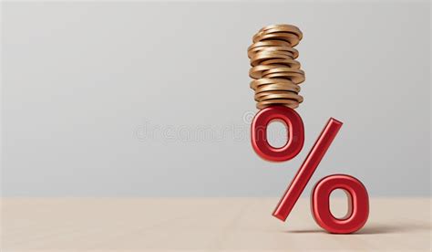Interest Rate And Rising Inflation Concept Red Percentage Symbol With