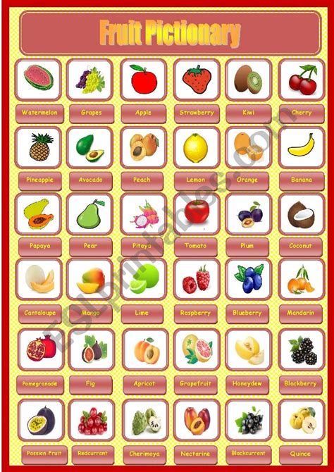 Fruit Pictionary 1 Esl Worksheet By Sara Teacher