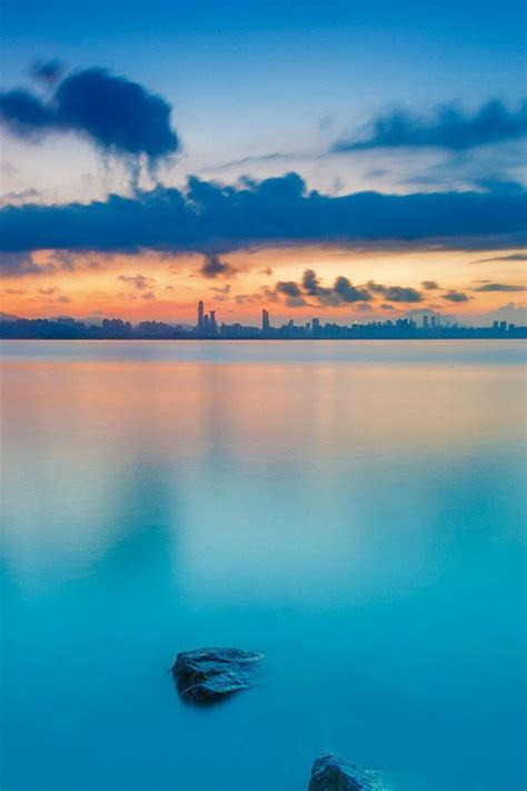 City View River Lake Blue Sunset Nature Iphone 4s Wallpapers Free Download