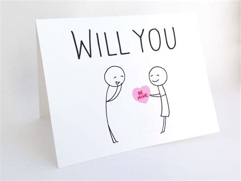 Will You Be Mine Cute Valentines Day Card Romantic Card Etsy