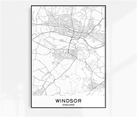 Windsor Map Print City Map Prints Windsor Map City Maps Uk Etsy