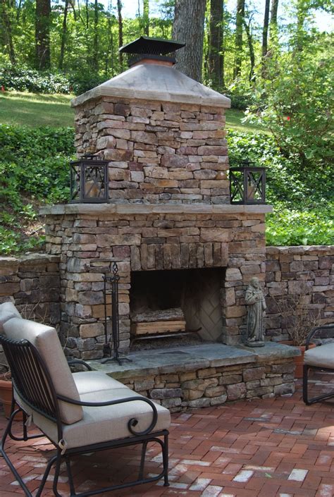 Outdoor Stone Fireplace Warming Up Exterior Space Traba Homes