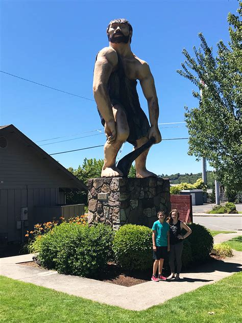 The Grants Pass Caveman Statue Representing The Cavemen Booster Group