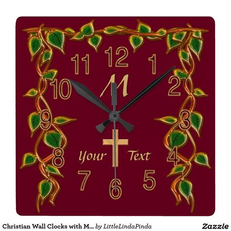 Christian Wall Clocks With Monogram And Your Text Zazzle Clock