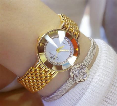 Top Luxury Women Gold Watches Elegant Lady Diamond Dress Watch Girl
