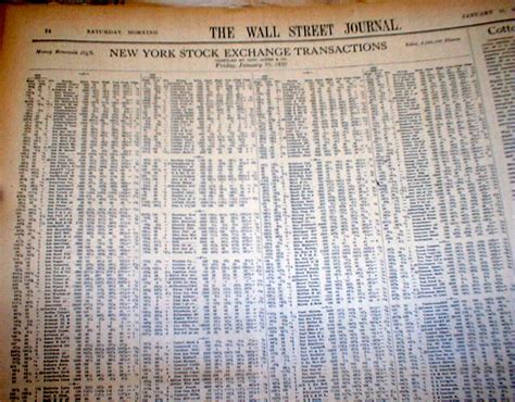 Orignal 1930 Wall Street Journal Newspaper Stock Market Crash And Great Depression Ebay