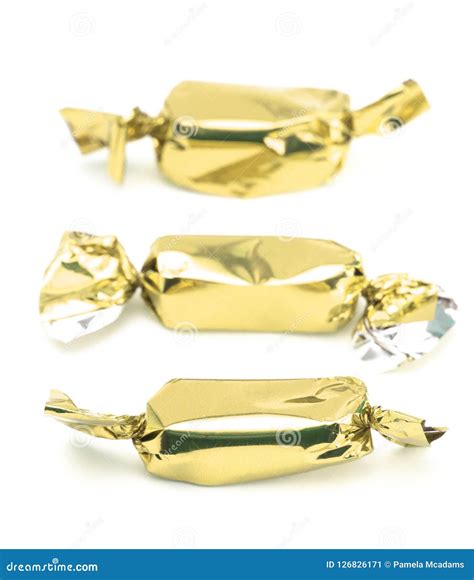 Gold Wrapped Candy Stock Image Image Of Alone Three 126826171