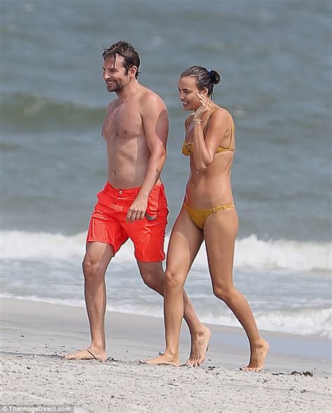 Irina Shayk Stuns In Mustard Bikini As She Hits The Beach With Bradley Cooper Daily Mail Online