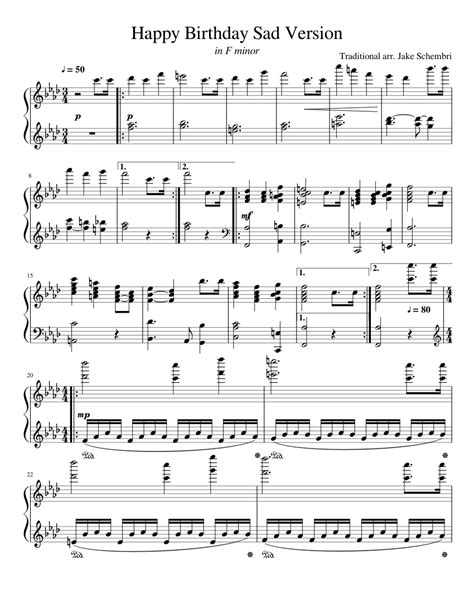Beginner, easy and intermediate versions. Happy Birthday Sad Version - Piano sheet music for Piano ...