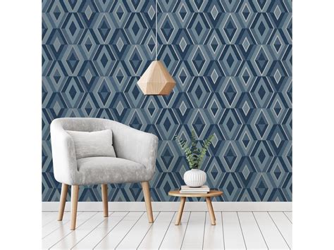Fine Decor Shard Geometric Wallpaper Fd42608 Bluesilver