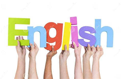 Multi Ethnic Hands Holding The Word English Stock Image Image Of Arms
