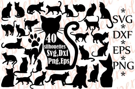 Cat silhouettes,Cat Svg,Silhouettes Svg,Cats cut file,Black Cat Svg By
