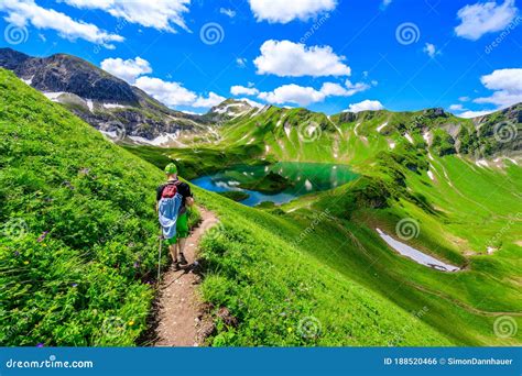 Lake Schrecksee A Beautiful Turquoise Alpine Lake In The Allgaeu Alps