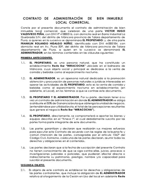 Contrato De Administracion Pdf Propiedad Gobierno