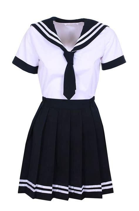 Nouveau Produit White And Blue Black Japanese Schoolgirl Outfit With