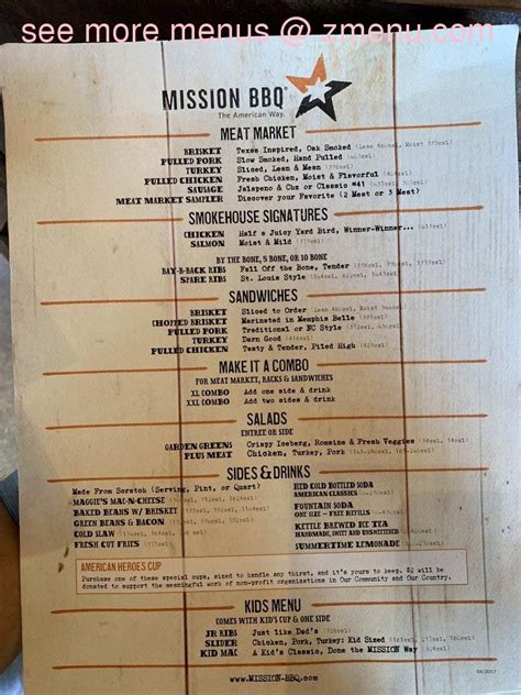 Online Menu Of Mission Bbq Restaurant Boynton Beach Florida 33426 Zmenu