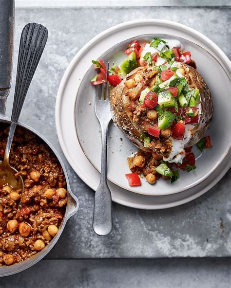 Spiced Beef Mince With Jacket Potatoes And Yogurt Delicious Magazine