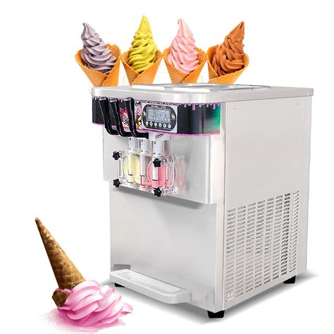 Vevor Commercial Ice Cream Machine L H Yield Flavors Soft Serve Machine W Two L Hoppers