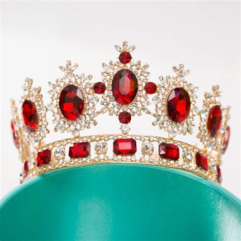 Buy Wholesale Luxury Wedding Jewelry Crystal Red Large Ring Tiaras Bridal Rhinestone Crown Hair