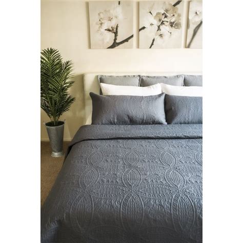 Mezzati Bedspread Coverlet Set Gray Bedding Cover Brushed