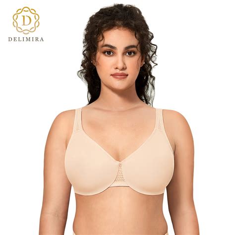 Delimira Womens Smooth Plus Size Minimizer Bra Full Coverage Unlined