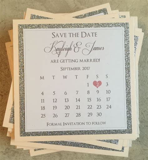 Glitter Calendar Save The Date Wedding Cards Glitter Wedding