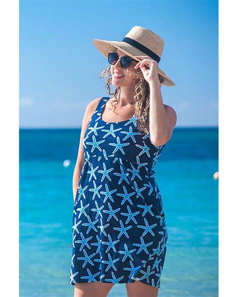 Tropical Beach Dress Fireworks Turtle Turquoise Or Navy
