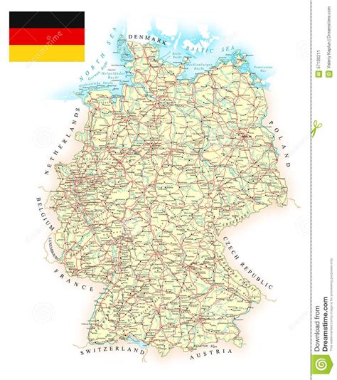 Niemcy Szczegółowa Mapa Ilustracja Ilustracja Wektor Ilustracja