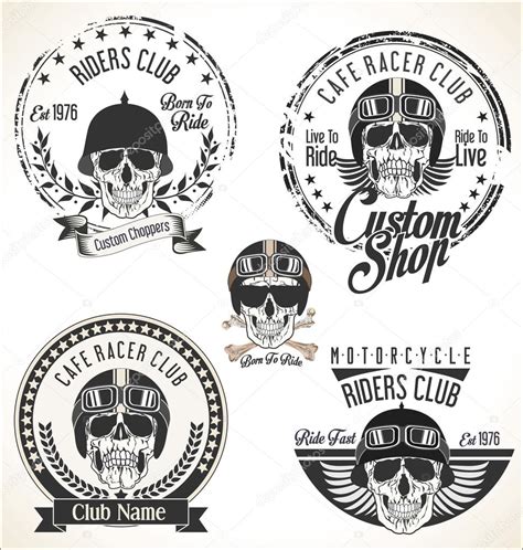 Set Of Vintage Motorcycle Emblems And Labels Stock Vector Image By