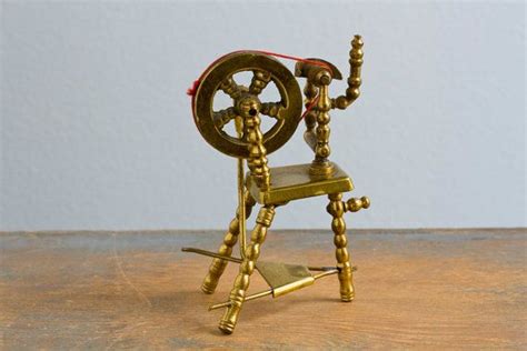 Vintage Miniature Brass Spinning Wheel Made In Holland Etsy Vintage