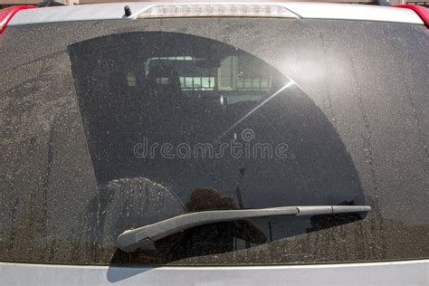 Back Window Of A Dirty Car Covered In Dust Stock Photo Image Of