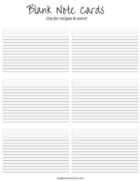 Blank Printable Note Card Printable Index Card Templates 3x5 And 4x6 Blank Pdfs Note Card
