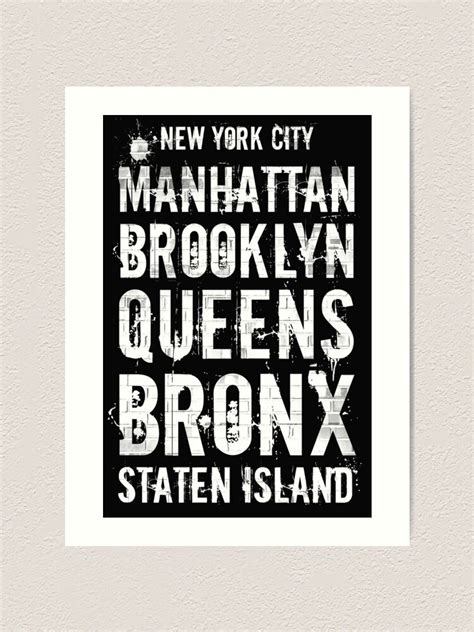 The Five Boroughs New York City Art Print By Trueblue2 Redbubble
