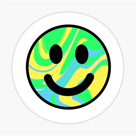 Blue Green And Yellow Happy Face Sticker Sticker By Stickersbyisaa