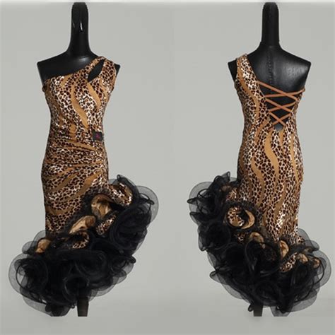 Leopard Latin Dance Dress To Dance Costumes Salsa Dress For Latina Dancing Clothes Women Latin