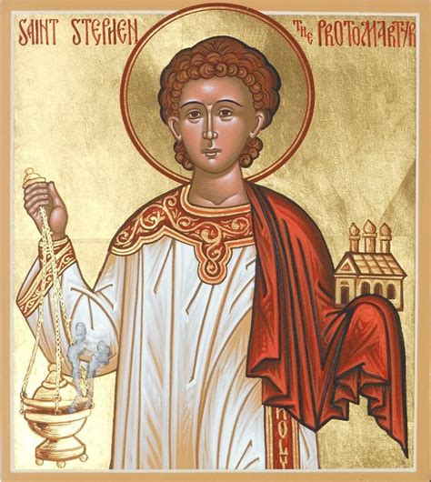 St Stephen The Protomartyr Icon In Paint And Gold On Wood American