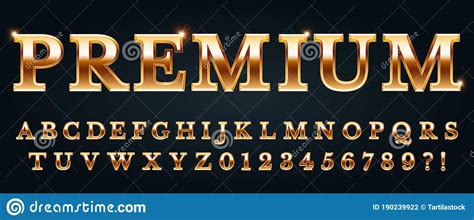 Premium Golden Font Luxury Alphabet Numbers And Punctuation Marks