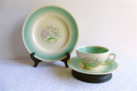Vintage Susie Cooper Production Piece Porcelain Tea Set Pastel