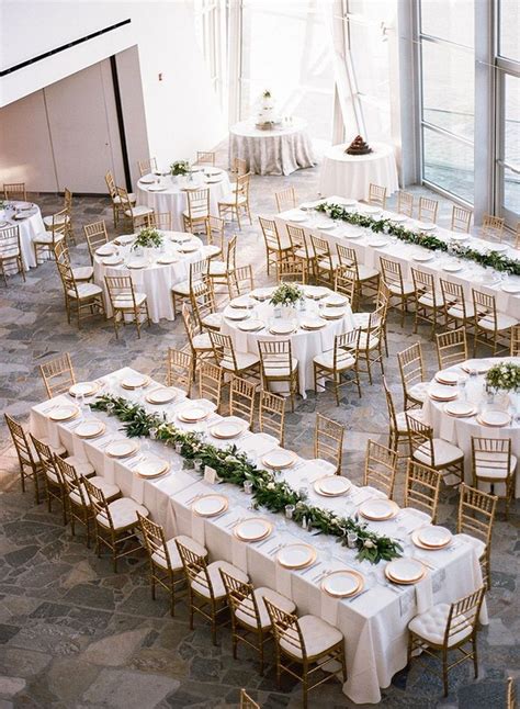 Mixed Round And Rectangle Gold And White Wedding Reception Table Layout Wedding Table Layouts