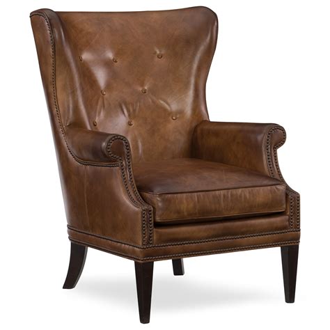 Hooker Furniture Maya Cc513 083 Leather Wing Club Chair With Nailhead Trim Dunk And Bright