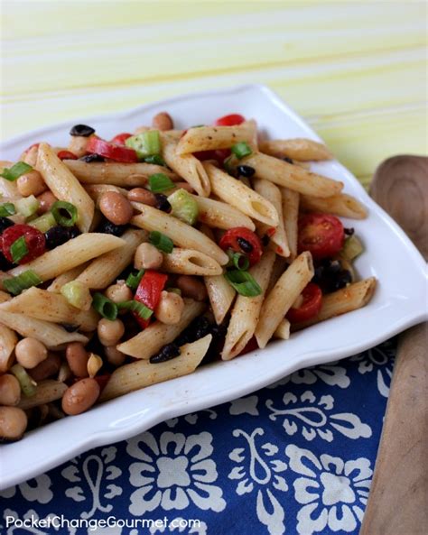 Healthy Three Bean Pasta Salad Recipe Pocket Change Gourmet