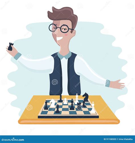 Funny Boy Cartoon Playing Chess Stock Vector Illustration Of Genius