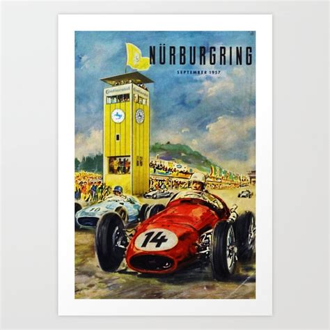 1957 Grand Prix Motor Racing Nurburgring Germany Vintage Advertising