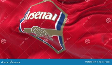 The Flag Of Arsenal Football Club Waving Stock Footage Video Of