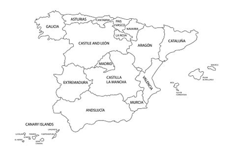 Ilustración De Mapa De España Con Fronteras De Regiones Estados O